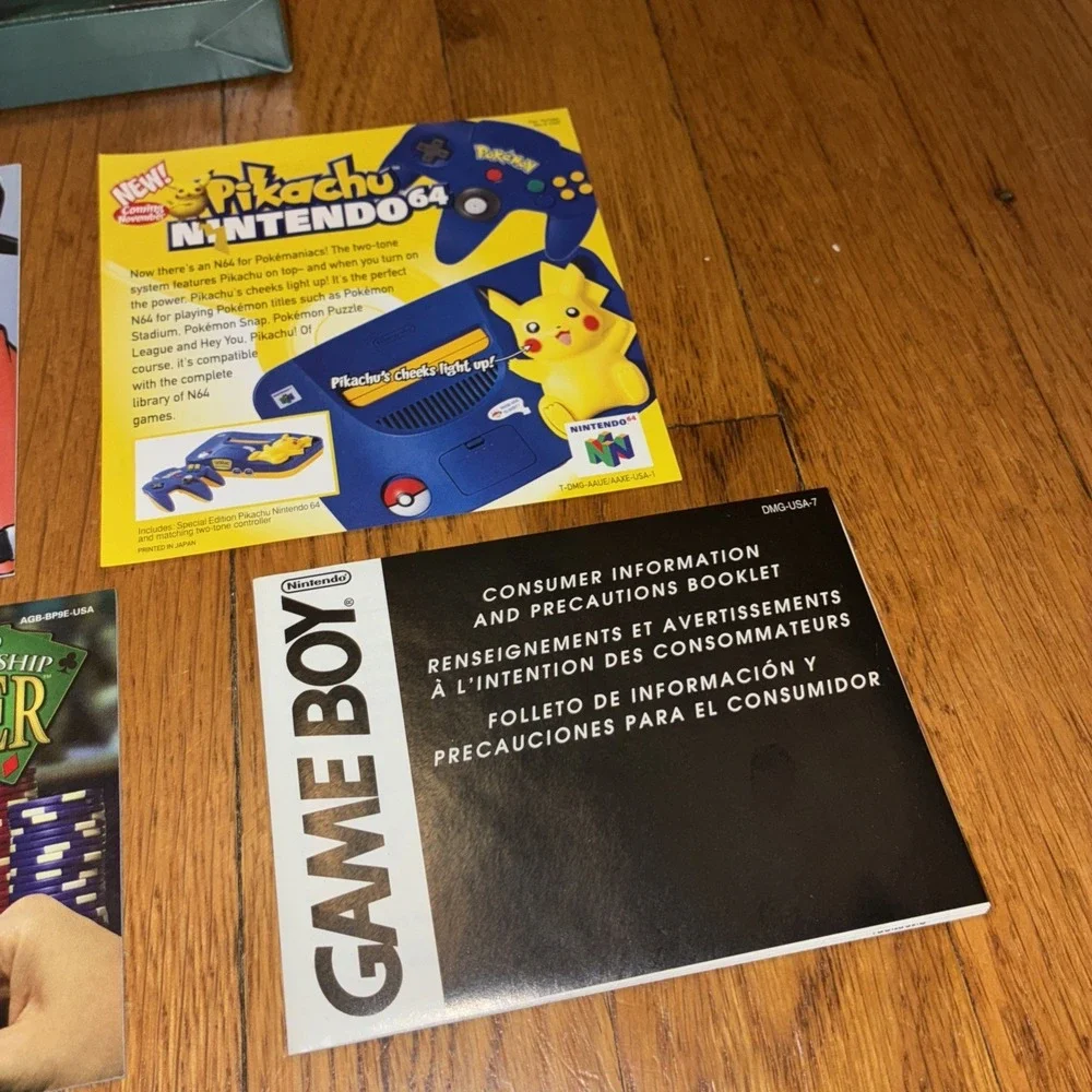 Pokemon Gameboy DMG Insert Pikachu Nintendo 64 N64 System Console Paper Lot !!!!